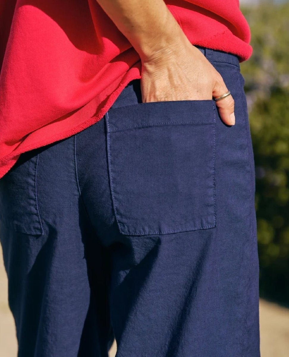 Wexford Trouser Summer Navy Linen - PINK ARROWS