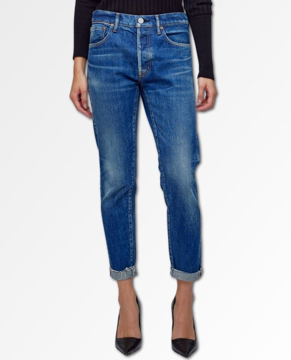 Wilbur Mid - rise Tapered Vintage Blue Jeans - PINK ARROWS