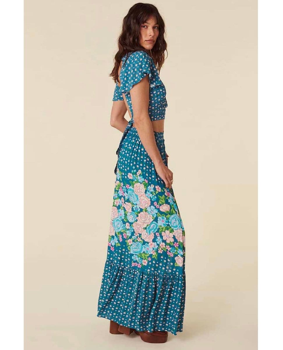 Yellow Rose Maxi Skirt Cornflower Blue - PINK ARROWS
