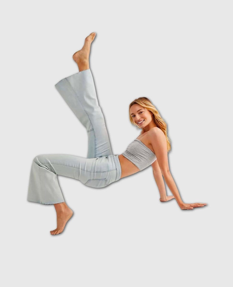 Youthquake Crop Flare Bleached Out - PINK ARROWS