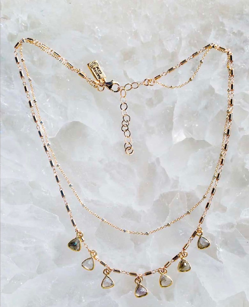 Ysabel Layered Necklace Labradorite - PINK ARROWS