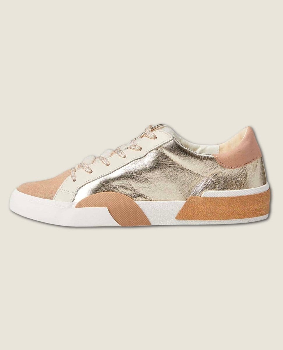 Zina Plush Sneakers Gold Leather - PINK ARROWS