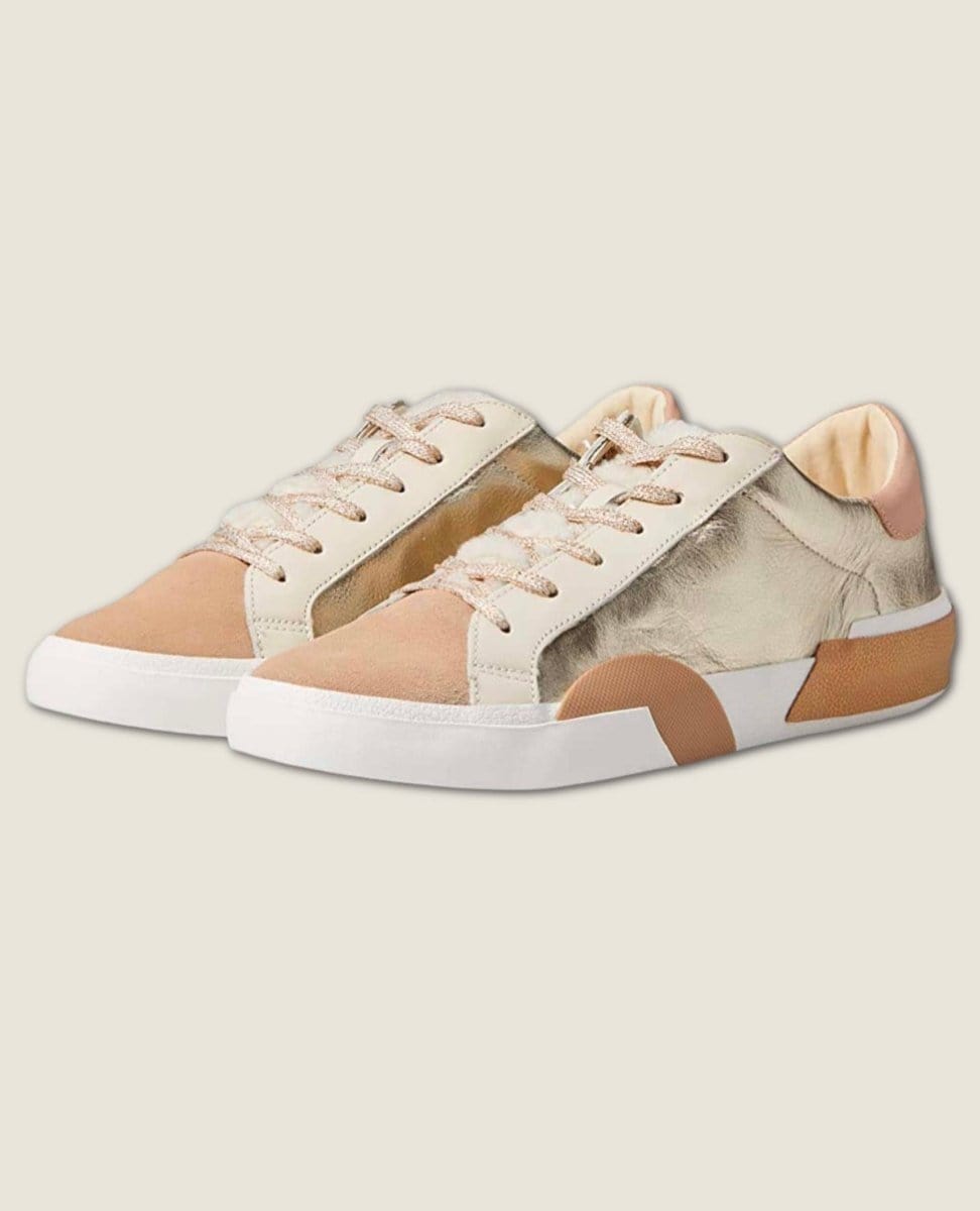 Zina Plush Sneakers Gold Leather - PINK ARROWS
