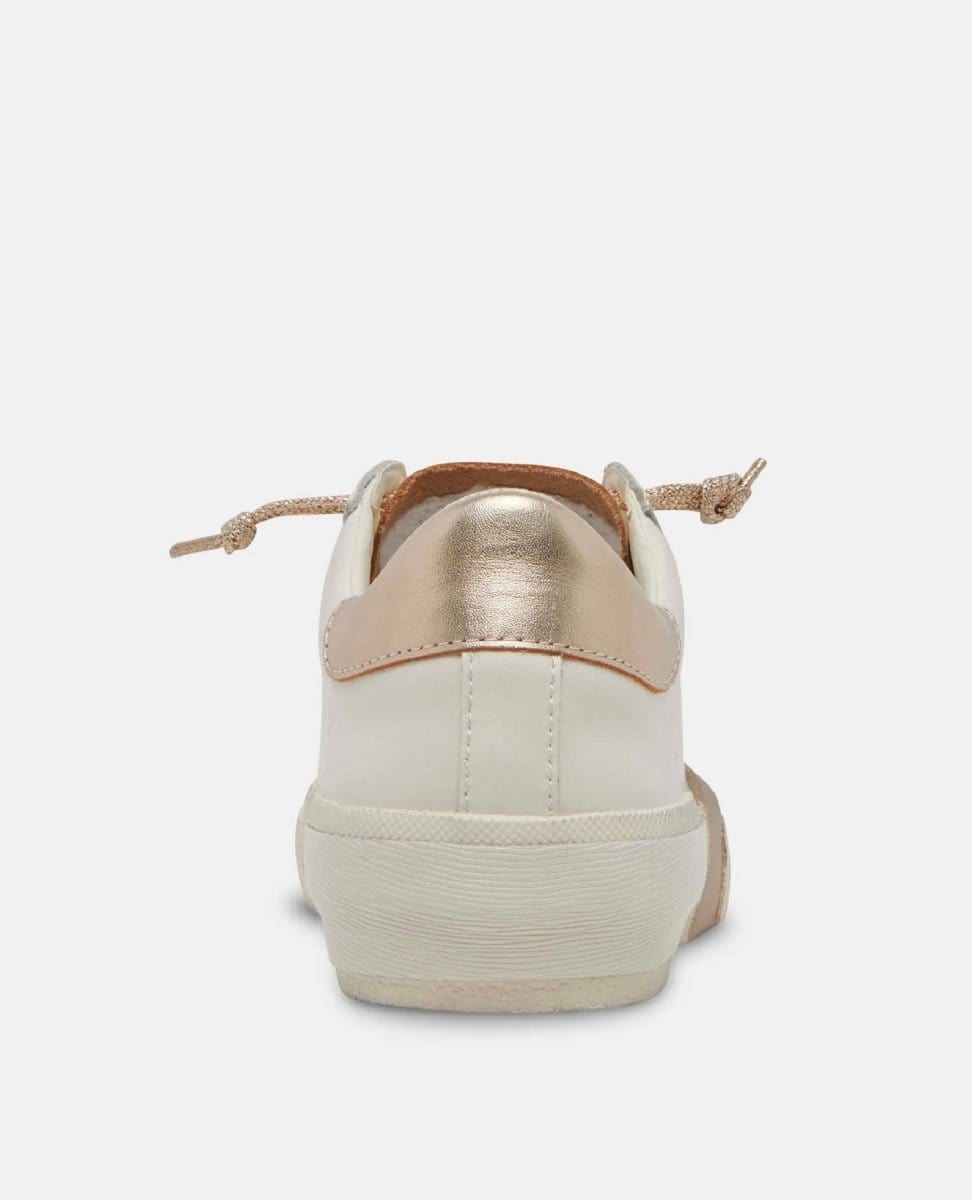 Zina Plush Sneakers White Gold Leather - PINK ARROWS