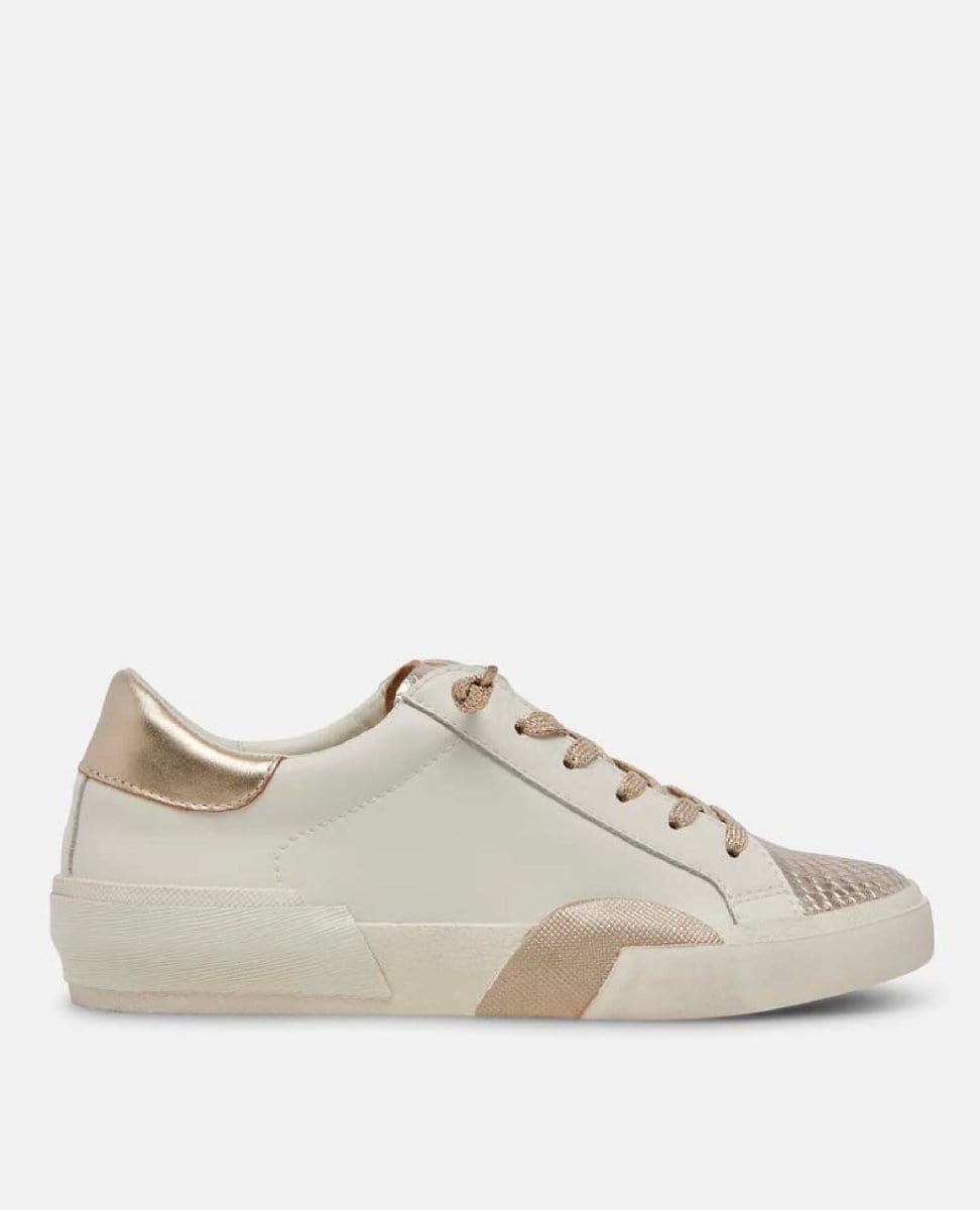 Zina Plush Sneakers White Gold Leather - PINK ARROWS