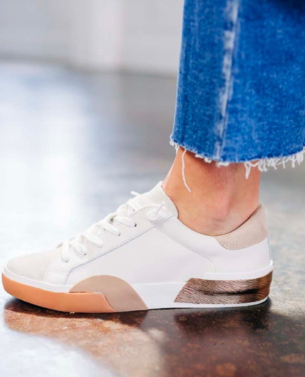 Zina Sneakers White Tan Leather - PINK ARROWS