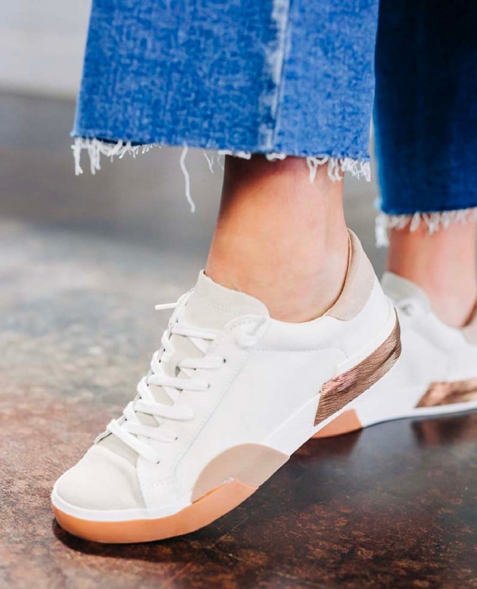Zina Sneakers White Tan Leather - PINK ARROWS