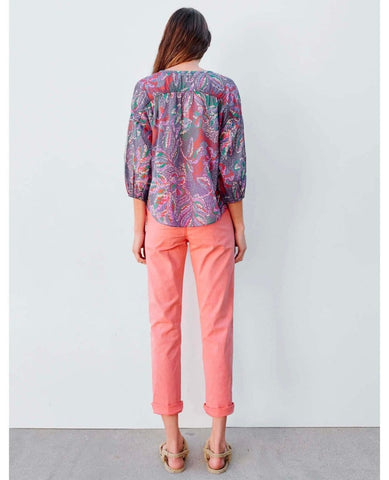 3/4 Sleeve Floral Blouse Seurat - PINK ARROWS