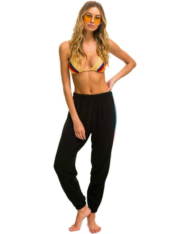 5 Stripe Black Neon Rainbow Women's Sweatpant - PINK ARROWS