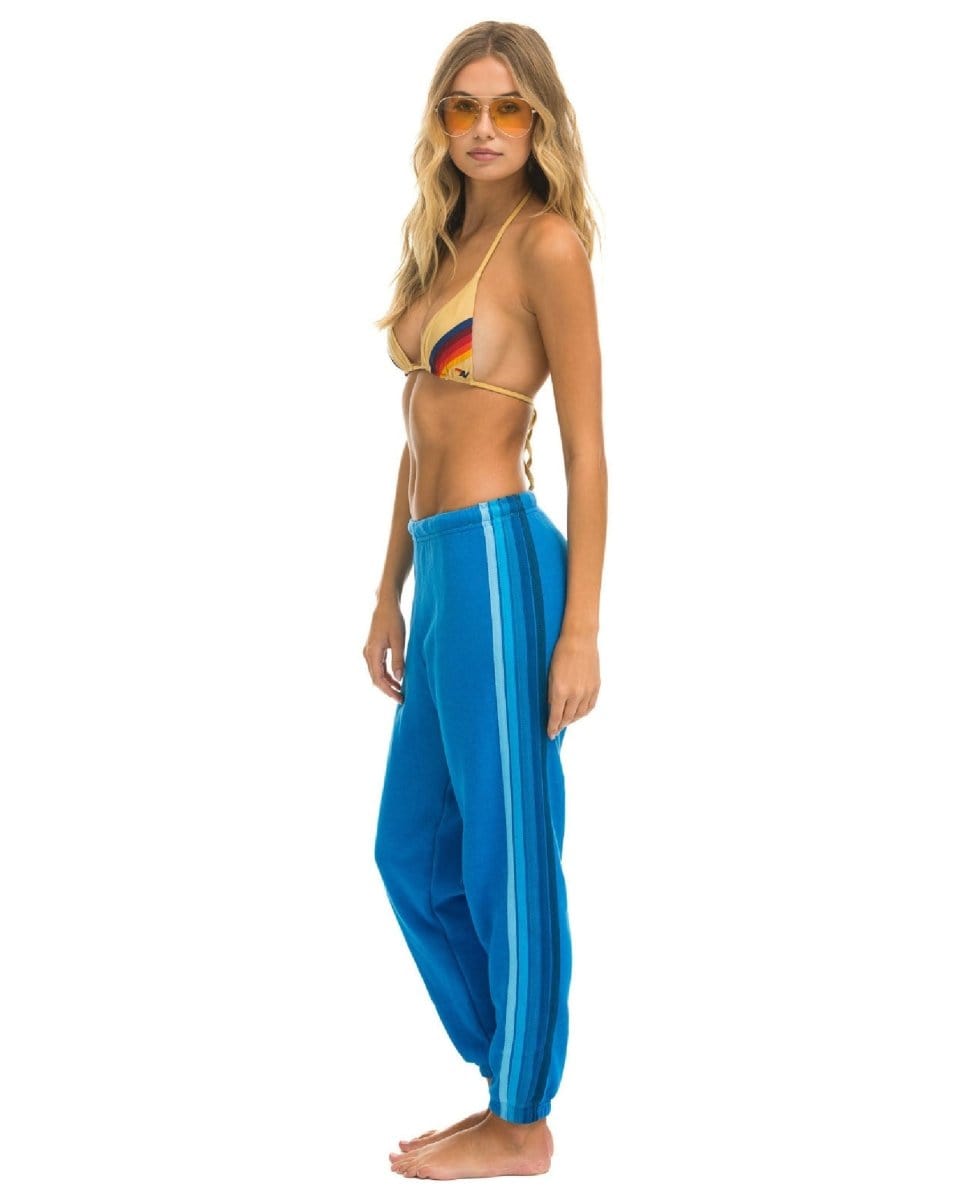 5 Stripe Ocean Blue Women's Sweatpant - PINK ARROWS