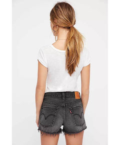 501 High Rise Short Trashed Black - PINK ARROWS