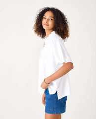 Amelia Ruffle Top White