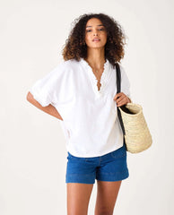 Amelia Ruffle Top White