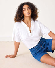 Amelia Ruffle Top White