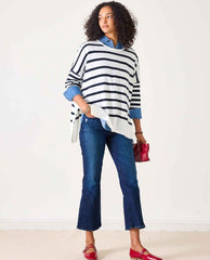 Amour Sweater Navy & White