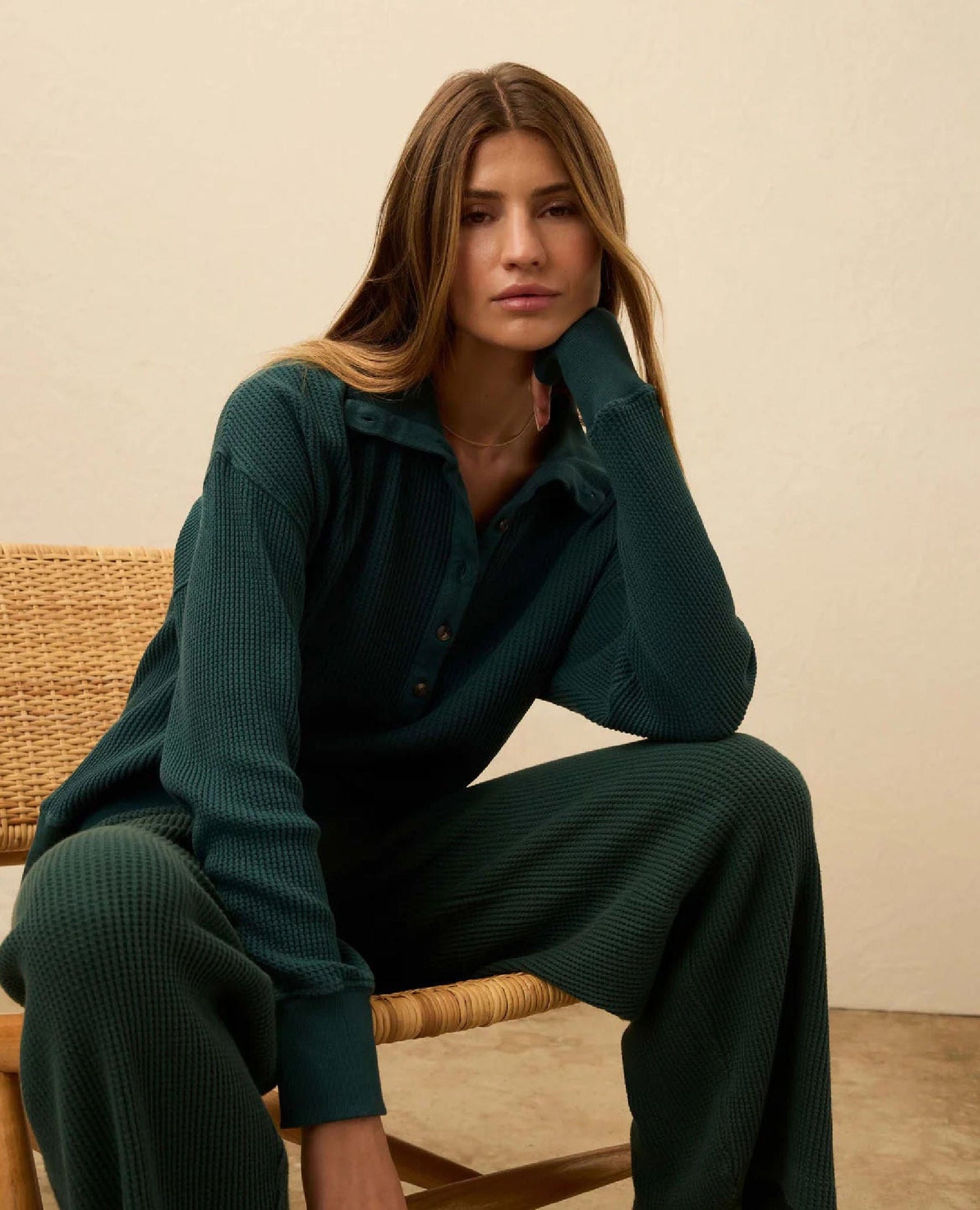 Faherty Waffle Henley Seamoss