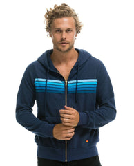 5 Stripe Navy Zip Hoodie