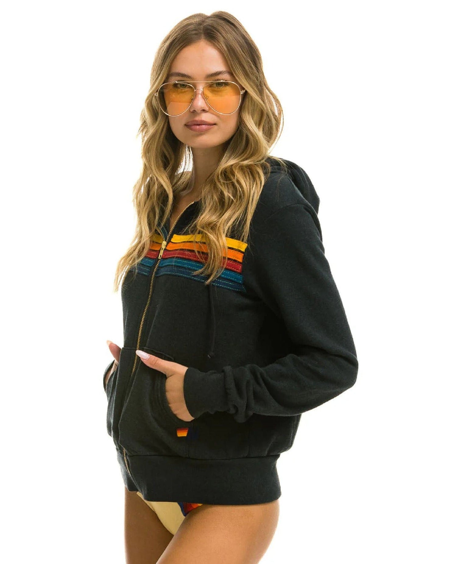AN 5 Stripe Rainbow Hoodie Charcoal