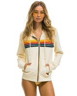 AN 5 Stripe Zip Hooded Vintage White