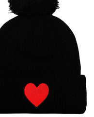AN Heart Rib Beanie Black