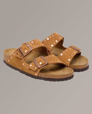Arizona Rivet Mink Suede Sandal