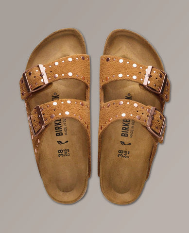 Arizona Rivet Mink Suede Sandal