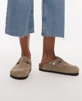 Birk Boston Rivet Taupe Suede