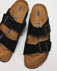 Birk Arizona Black Suede Original Sandal
