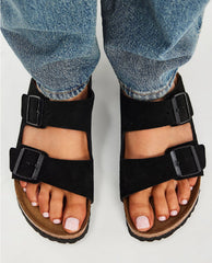 Birk Arizona Black Suede Original Sandal