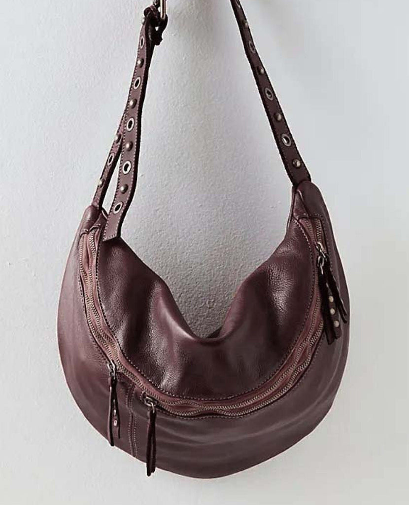 Bella Large Leather Crossbody Wine