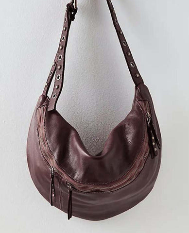 Bella Large Leather Crossbody Wine