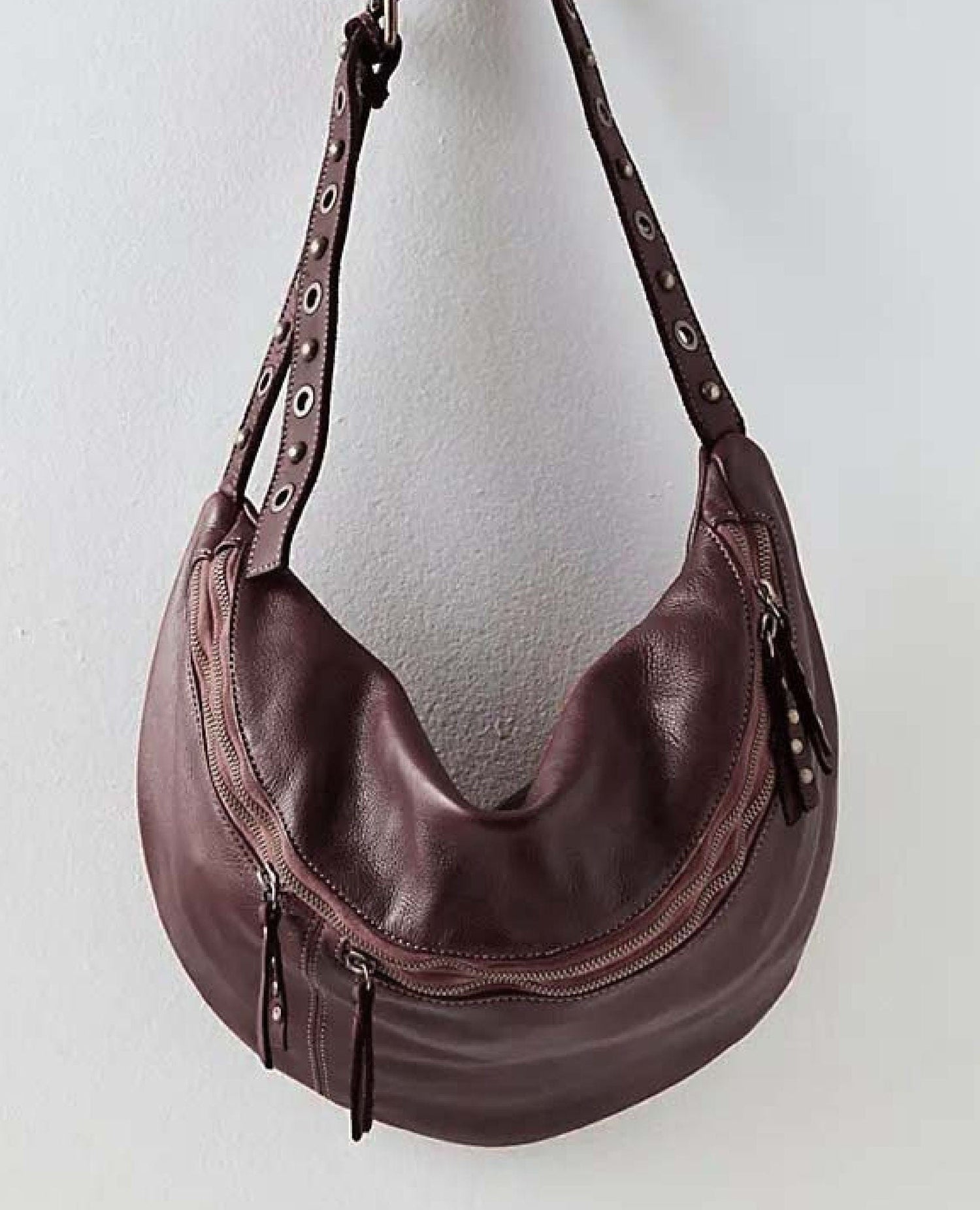 Bella Large Leather Crossbody Wine