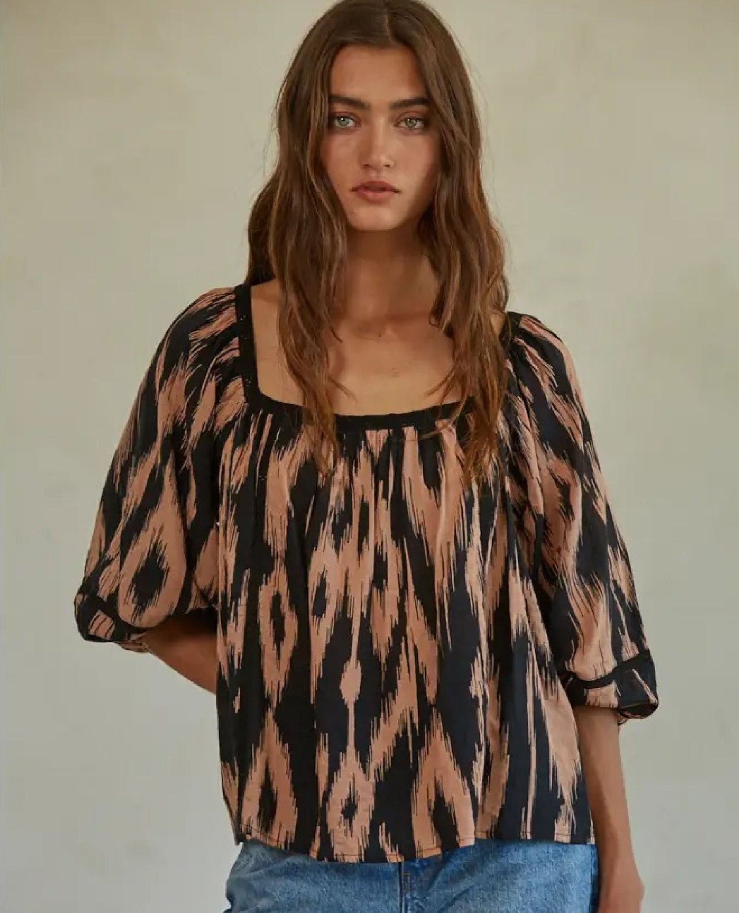 Behati Ikat Peasant Top