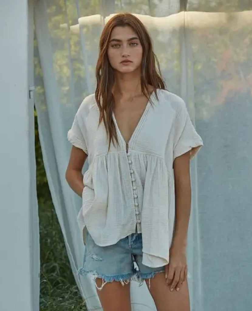 Sienna Gauze Top Oatmilk