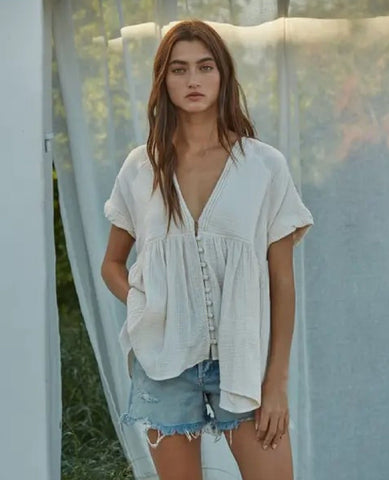 Sienna Gauze Top Oatmilk