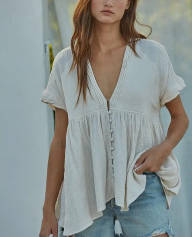 Sienna Gauze Top Oatmilk