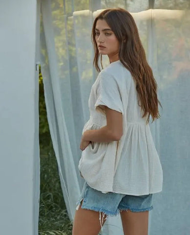 Sienna Gauze Top Oatmilk