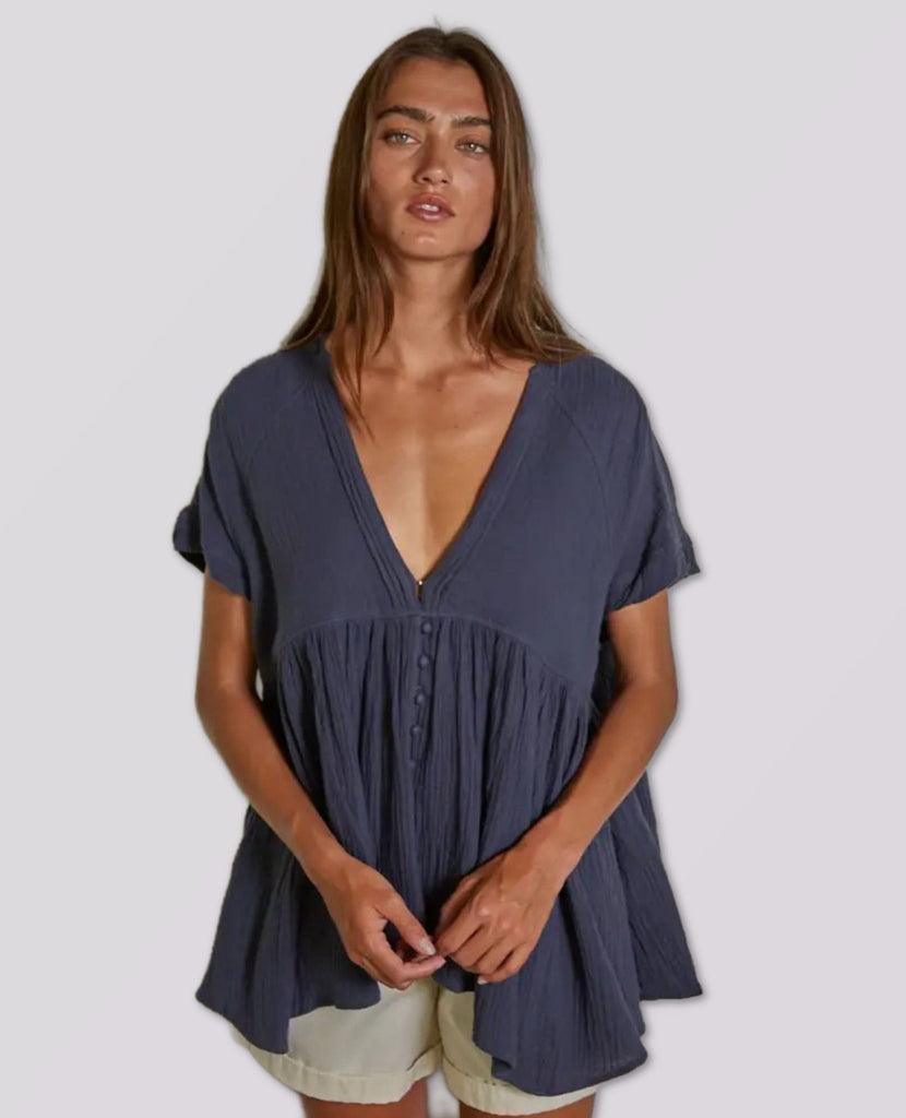 Sienna Gauze Top Blue