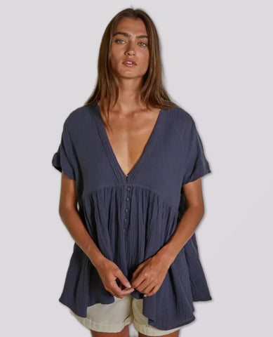 Sienna Gauze Top Blue