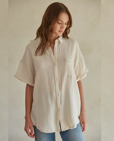 Called to Say Shirt Top Natural Gauze