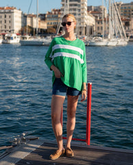 Catalina Slub Tee Kelly Green/White