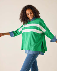 Catalina Slub Tee Kelly Green/White