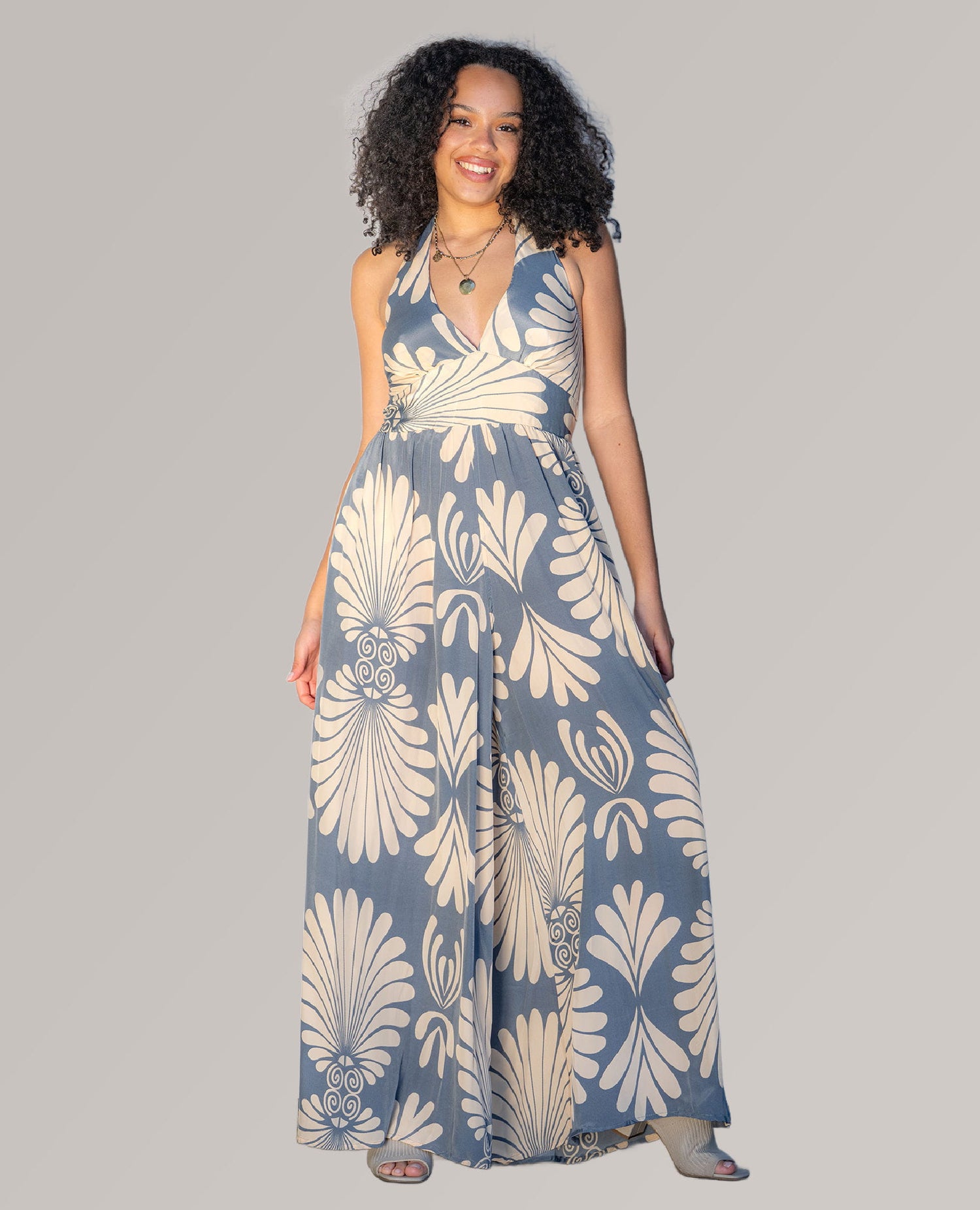 Soleil Halter Jumpsuit Azure Drift