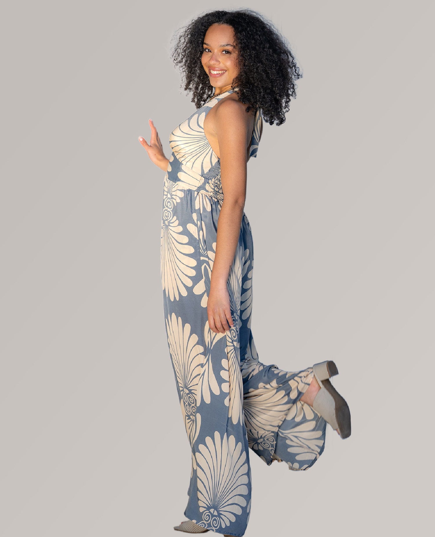 Soleil Halter Jumpsuit Azure Drift