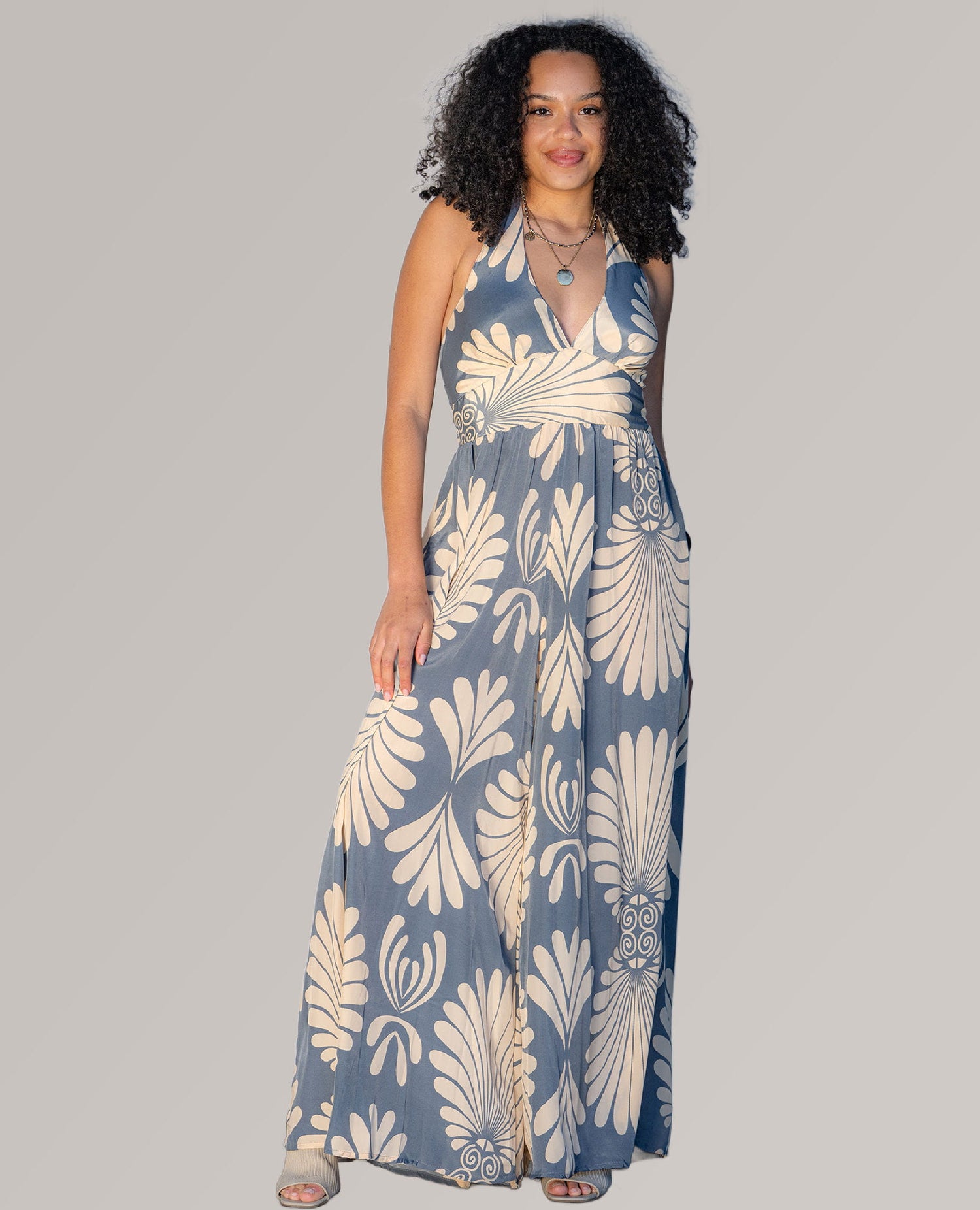 Soleil Halter Jumpsuit Azure Drift