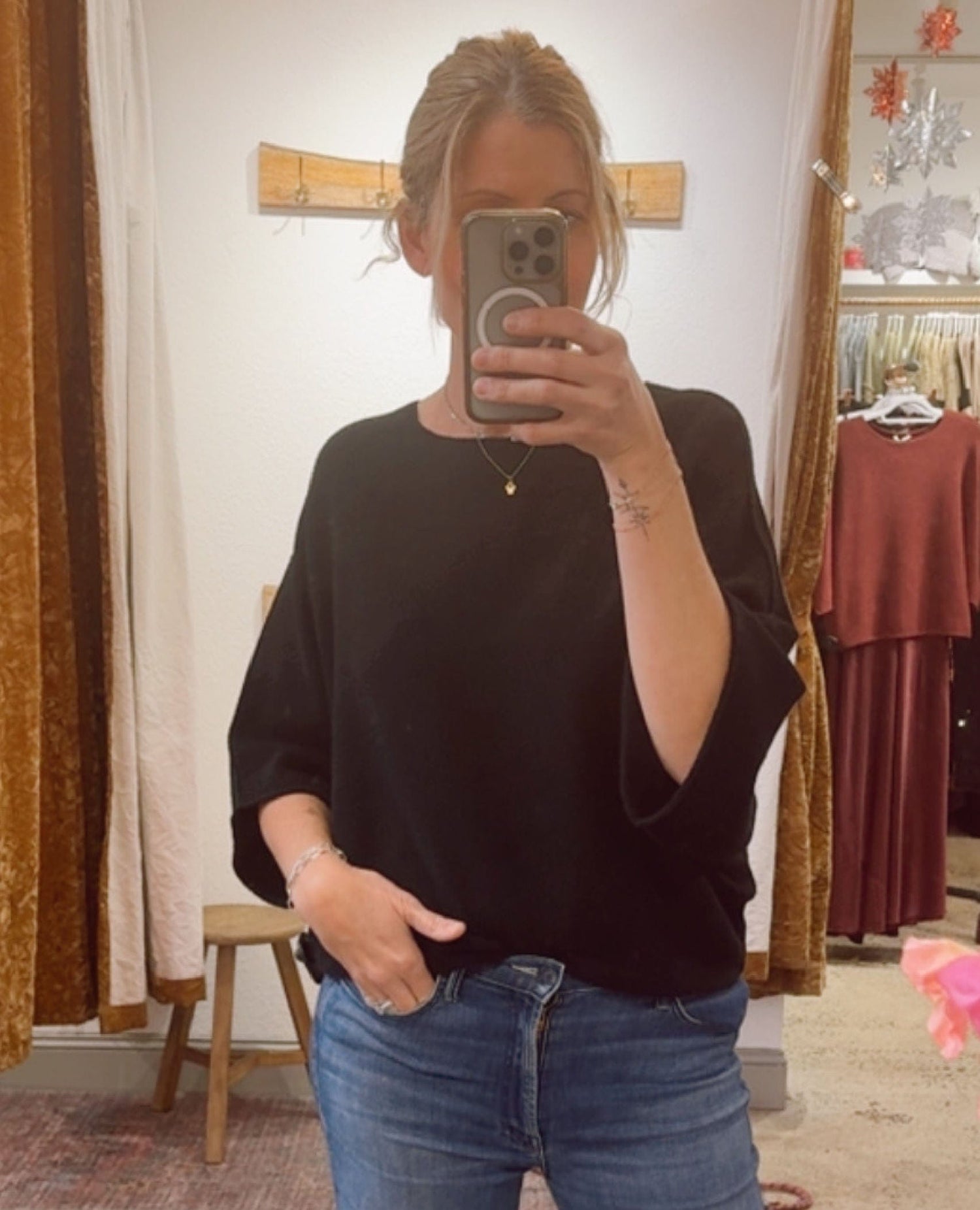 Cozy Short Sleeve Black Sweater