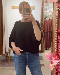 Cozy Short Sleeve Black Sweater