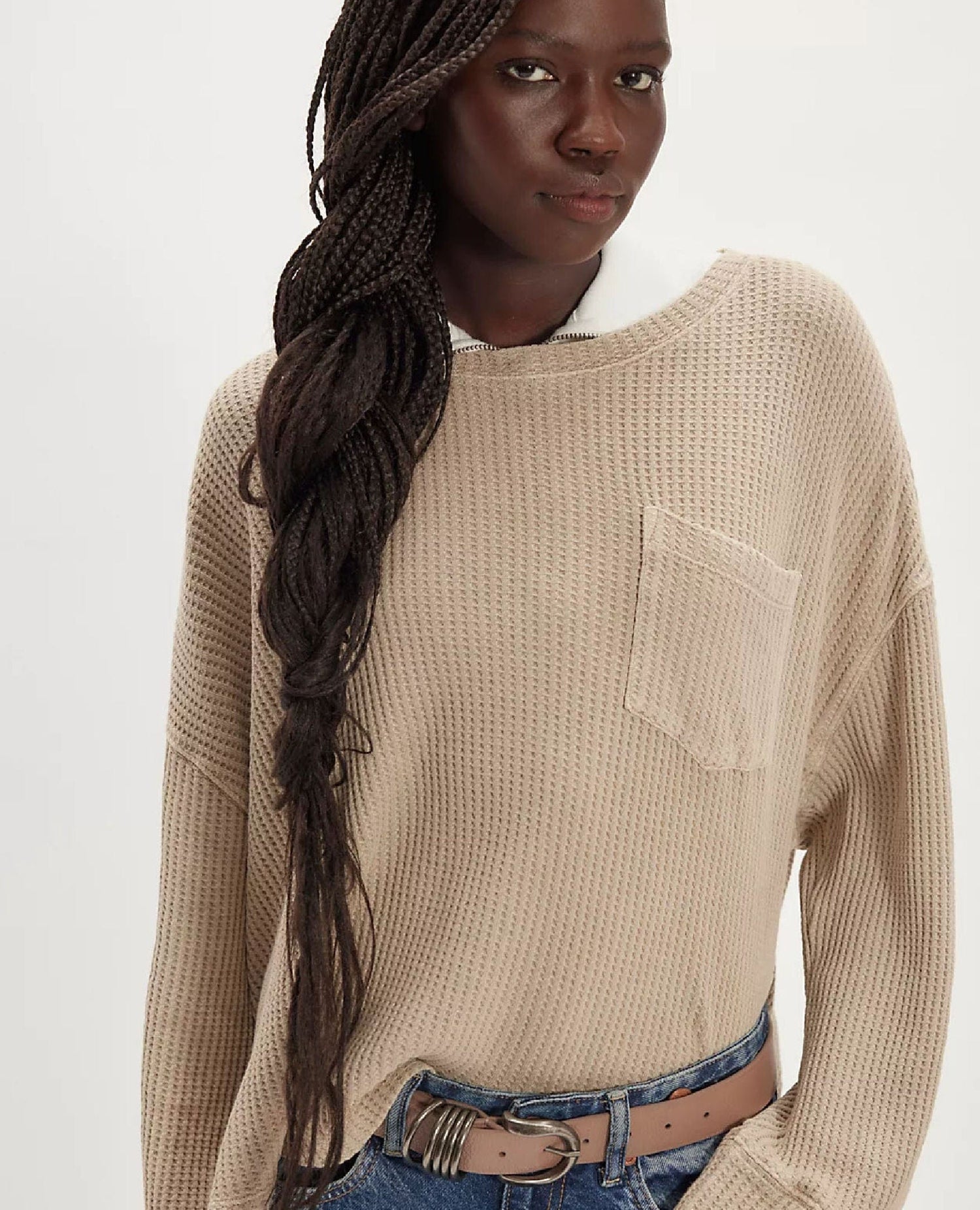 Free People Dawson Long Sleeve Stone