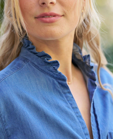 Eileen Ruffle Vintage Denim Shirt