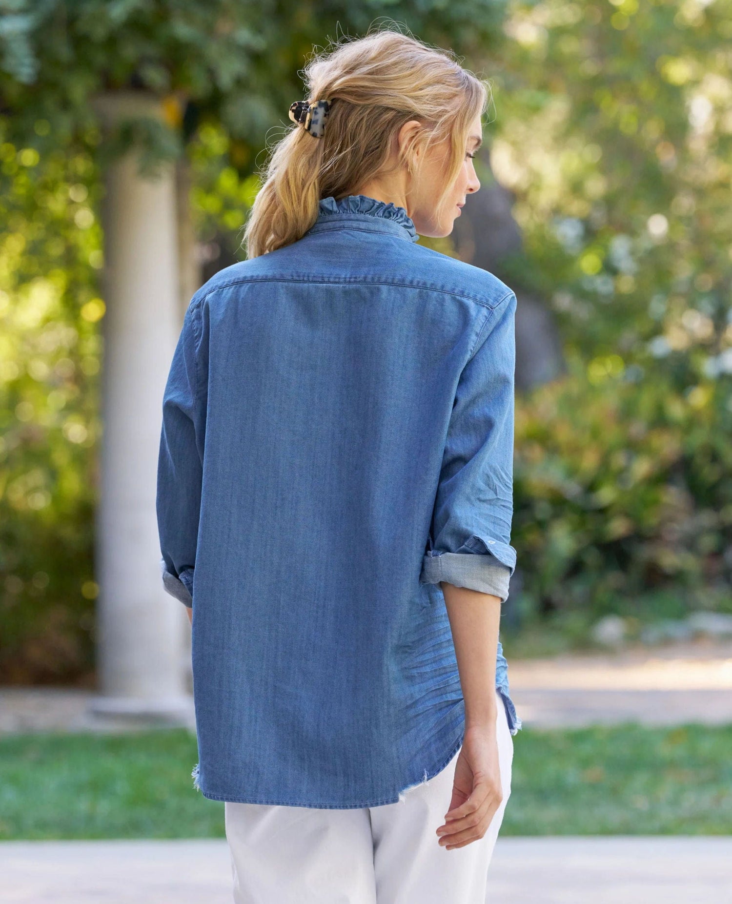 Eileen Ruffle Vintage Denim Shirt